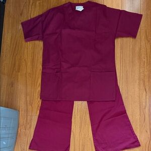 Burgundy Scrub Set XS top, small bottoms